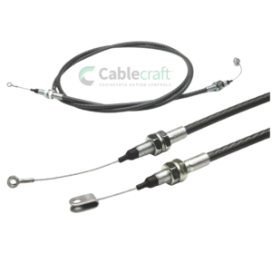 Cablecraft pull-only T-Flex control cable with custom conduit, boot, and clevis fitting